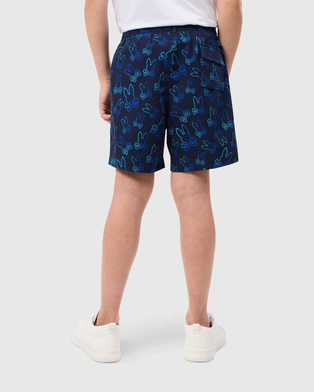 Slip de Bain Psycho Bunny Sheldon All Over Print Swim Trunk Bleu Marine Enfant | MTS-72378114